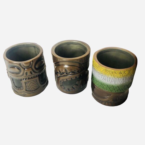 Munktiki Maori Stacker Mugs Cups Set 3 Ceramic Man Cave Tiki Bar - Picture 14 of 16